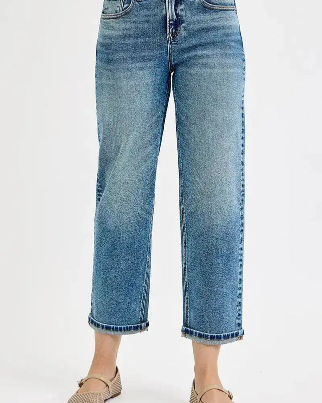 Risen High Rise Crop Boyfriend Jeans - Sleekdenim.com
