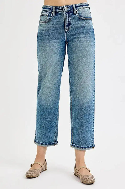 Risen High Rise Crop Boyfriend Jeans