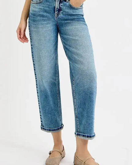 Risen High Rise Crop Boyfriend Jeans - Sleekdenim.com