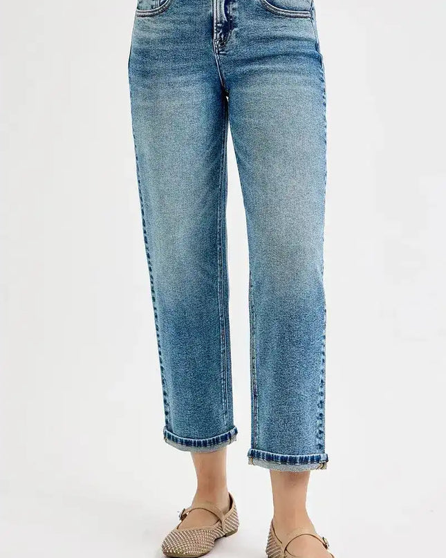 Risen High Rise Crop Boyfriend Jeans - Sleekdenim.com