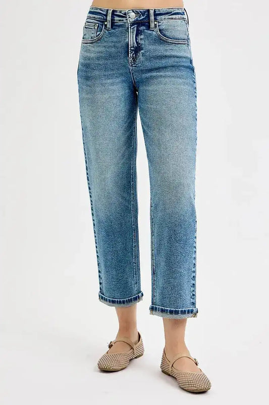 Risen High Rise Crop Boyfriend Jeans