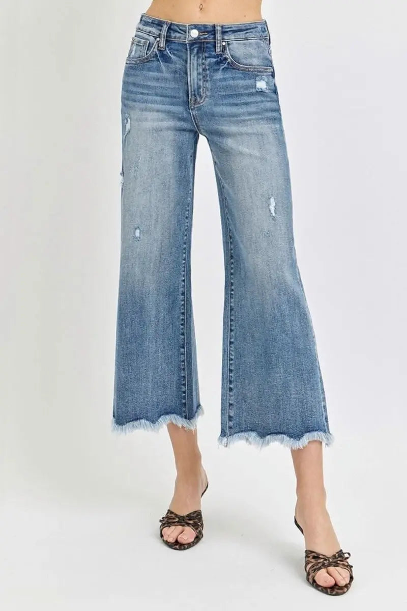 Risen High Rise Cropped Flare Jeans - Sleekdenim.com