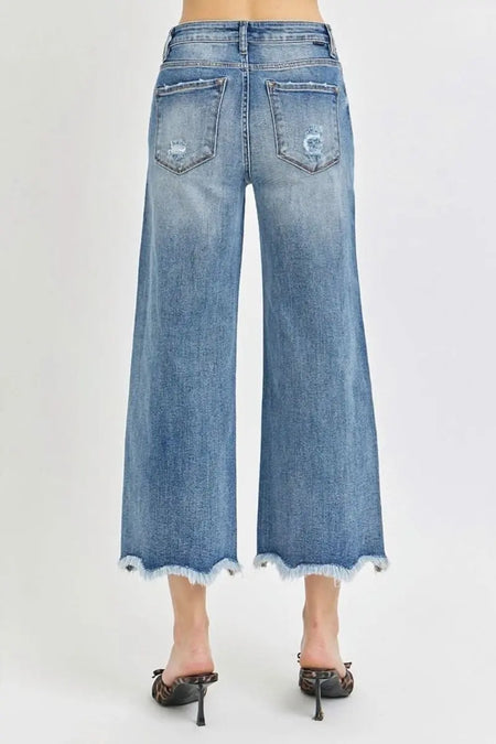 Risen High Rise Cropped Flare Jeans - Sleekdenim.com