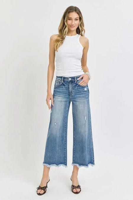 Risen High Rise Cropped Flare Jeans - Sleekdenim.com