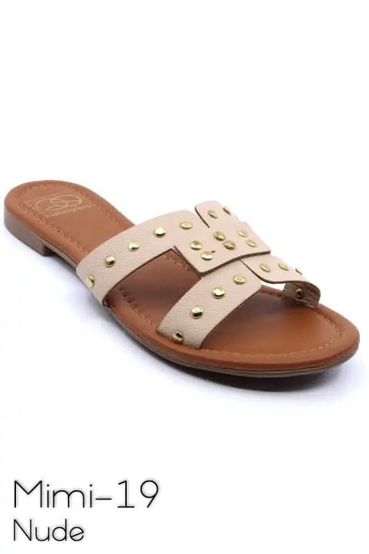 Slide sandal with rivet studs - Sleekdenim.com