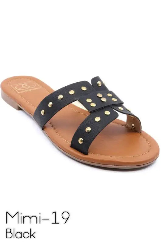 Slide sandal with rivet studs - Sleekdenim.com