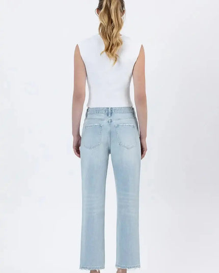 Super High Rise Distressed Crop Straight Jeans by Vervet by Flying Monkey - Sleekdenim.com
