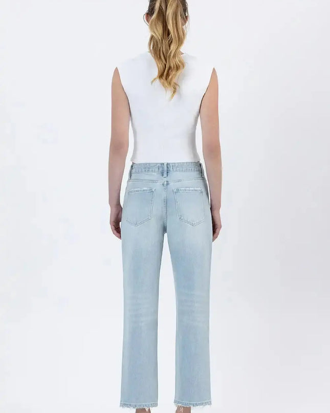 Super High Rise Distressed Crop Straight Jeans by Vervet by Flying Monkey - Sleekdenim.com