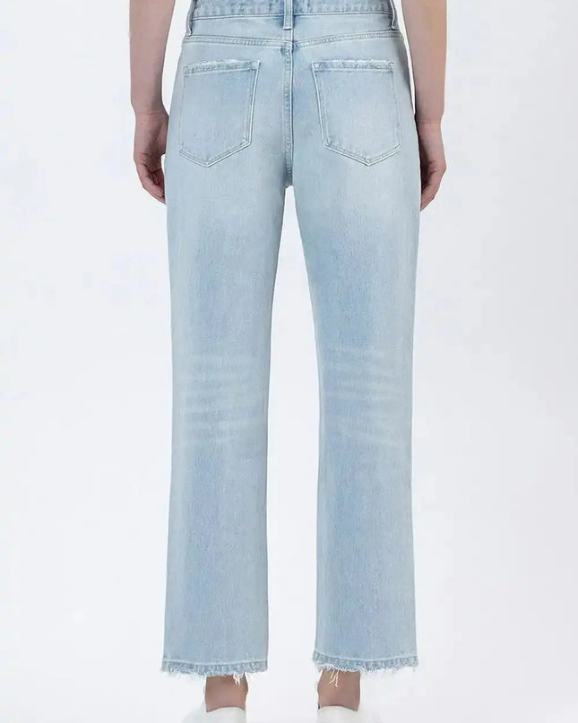 Super High Rise Distressed Crop Straight Jeans by Vervet by Flying Monkey - Sleekdenim.com