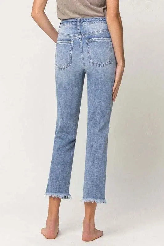 Super High Rise Distressed Relaxed Straight - Sleekdenim.com