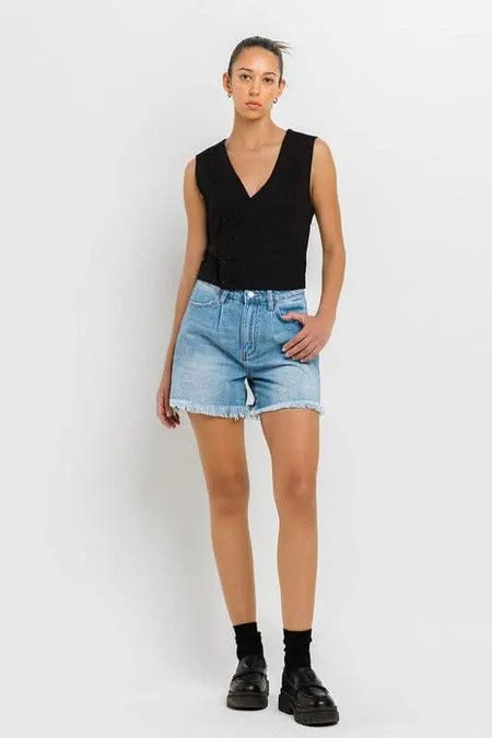 Super High Rise Pleats Shorts - Sleekdenim.com