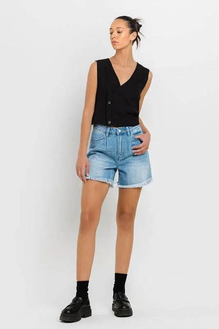 Super High Rise Pleats Shorts - Sleekdenim.com