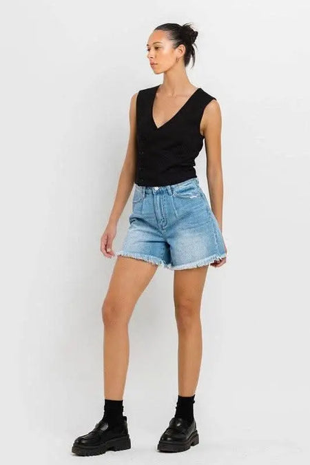 Super High Rise Pleats Shorts - Sleekdenim.com