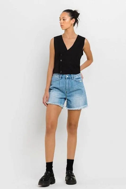 Super High Rise Pleats Shorts - Sleekdenim.com