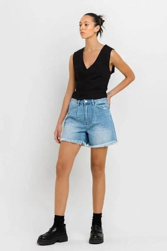 Super High Rise Pleats Shorts - Sleekdenim.com