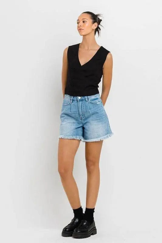 Super High Rise Pleats Shorts - Sleekdenim.com