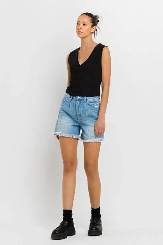 Super High Rise Pleats Shorts - Sleekdenim.com