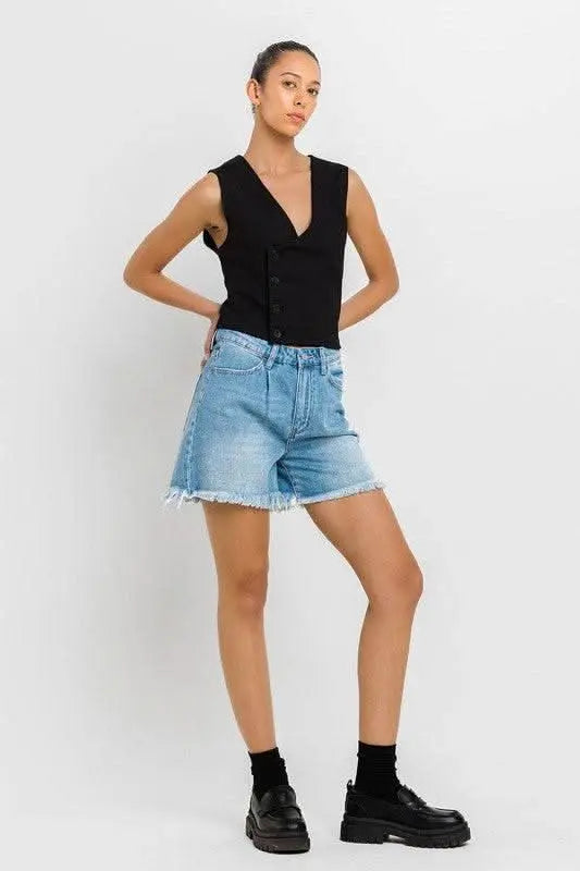 Super High Rise Pleats Shorts - Sleekdenim.com