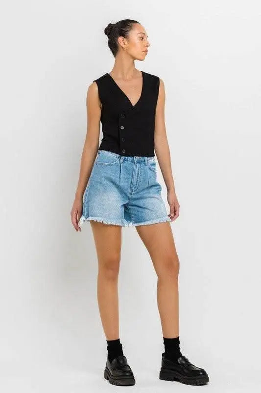 Super High Rise Pleats Shorts - Sleekdenim.com