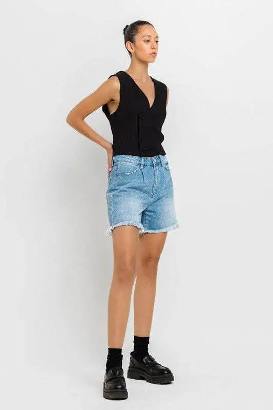 Super High Rise Pleats Shorts - Sleekdenim.com