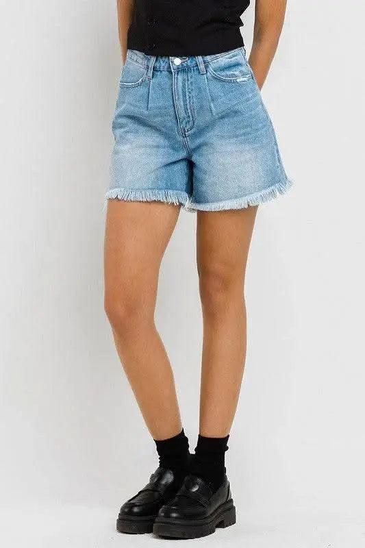 Super High Rise Pleats Shorts - Sleekdenim.com