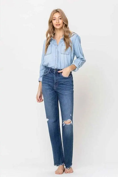 Super High Rise Straight Leg Jeans - Sleekdenim.com