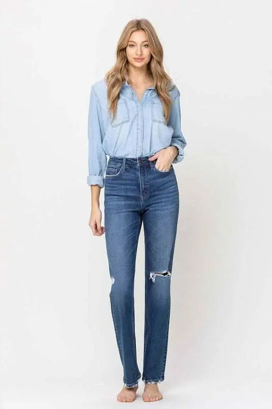 Super High Rise Straight Leg Jeans - Sleekdenim.com