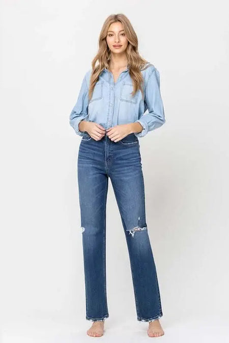 Super High Rise Straight Leg Jeans - Sleekdenim.com