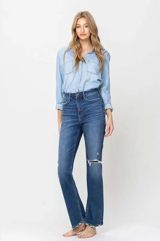 Super High Rise Straight Leg Jeans - Sleekdenim.com