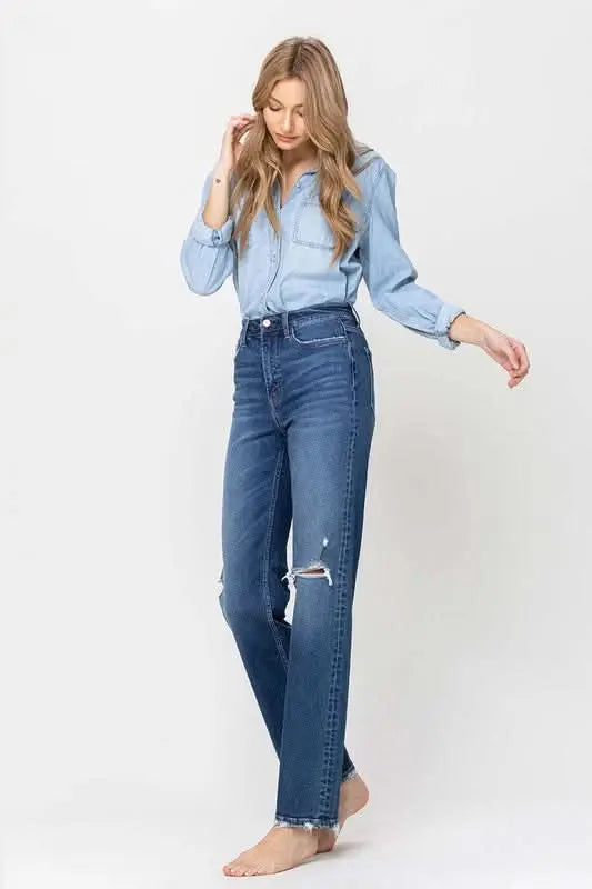 Super High Rise Straight Leg Jeans - Sleekdenim.com