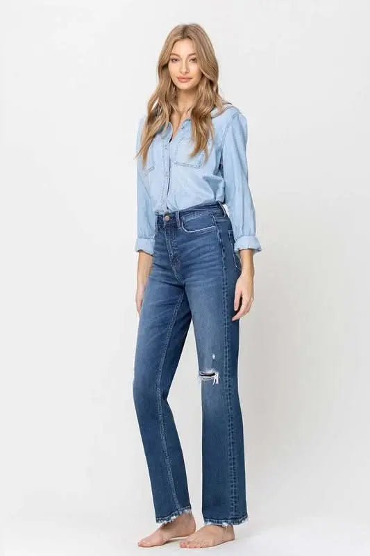 Super High Rise Straight Leg Jeans - Sleekdenim.com