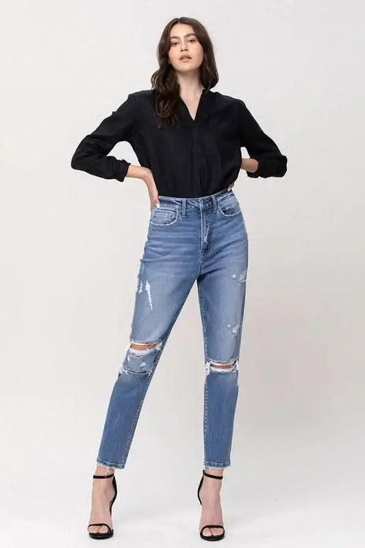 Super High Rise Stretch Mom Jeans - Sleekdenim.com