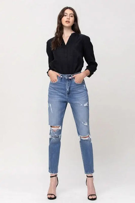 Super High Rise Stretch Mom Jeans - Sleekdenim.com