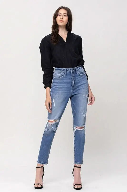 Super High Rise Stretch Mom Jeans - Sleekdenim.com