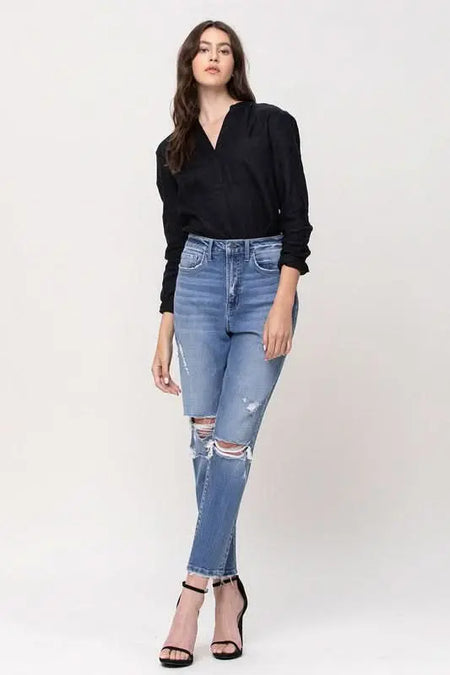 Super High Rise Stretch Mom Jeans - Sleekdenim.com