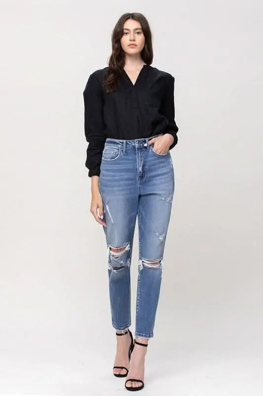 Super High Rise Stretch Mom Jeans - Sleekdenim.com