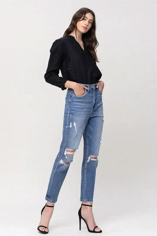 Super High Rise Stretch Mom Jeans - Sleekdenim.com