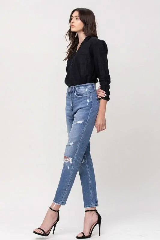 Super High Rise Stretch Mom Jeans - Sleekdenim.com