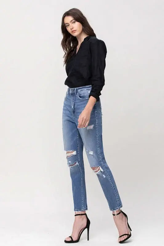 Super High Rise Stretch Mom Jeans - Sleekdenim.com