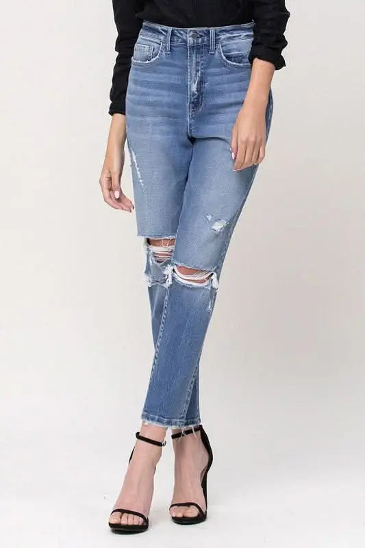 Super High Rise Stretch Mom Jeans - Sleekdenim.com