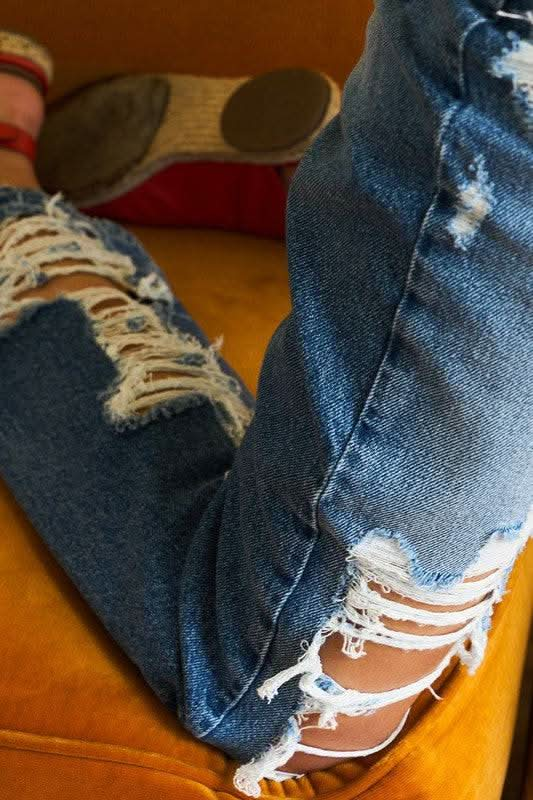 Super High Rise Tattered Ankle Straight - Sleekdenim.com