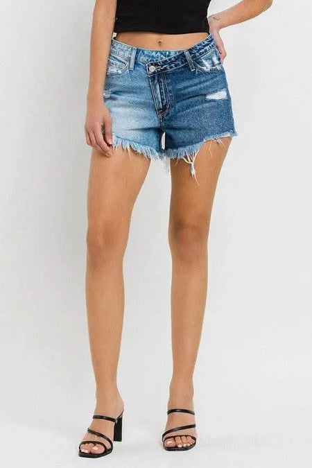 Super High Rise Two Tone Denim Shorts - Sleekdenim.com