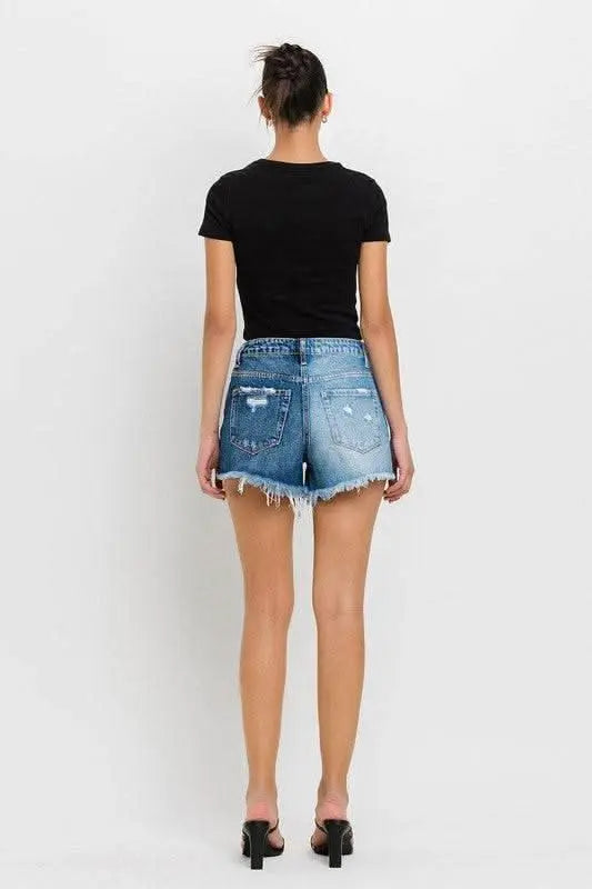 Super High Rise Two Tone Denim Shorts - Sleekdenim.com