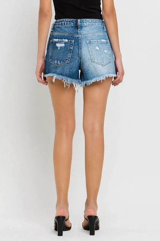 Super High Rise Two Tone Denim Shorts - Sleekdenim.com