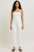 Judy Blue Contrast Stitching Cropped Flare Perfect White Jeans 881080