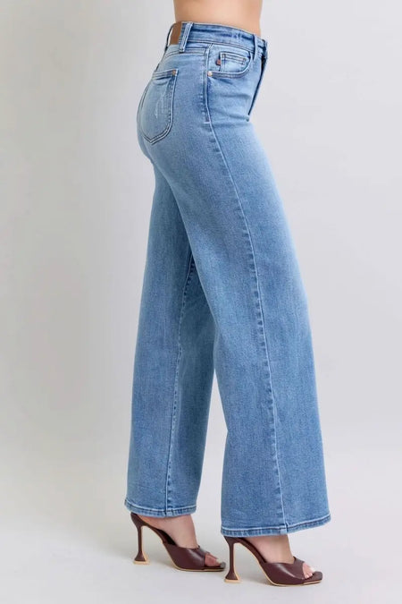 Judy Blue Full Size Wide Leg Jeans with Pockets - Sleekdenim.com