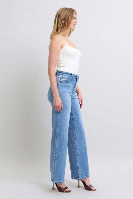 Judy Blue Full Size Wide Leg Jeans with Pockets - Sleekdenim.com