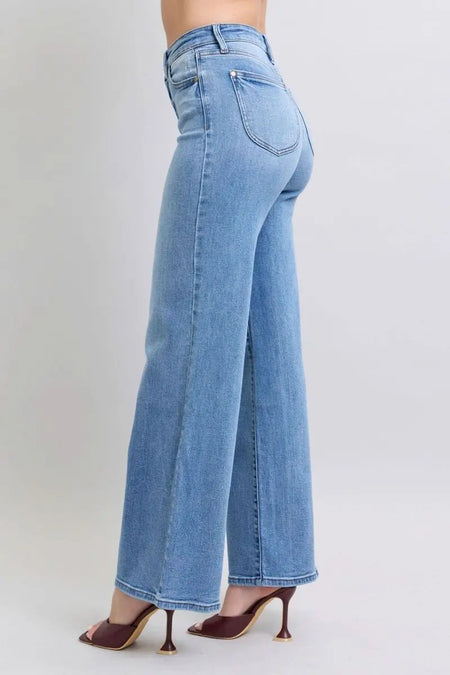 Judy Blue Full Size Wide Leg Jeans with Pockets - Sleekdenim.com