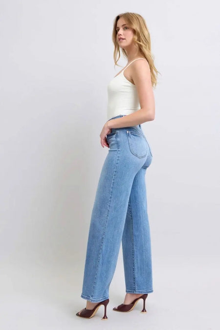 Judy Blue Full Size Wide Leg Jeans with Pockets - Sleekdenim.com