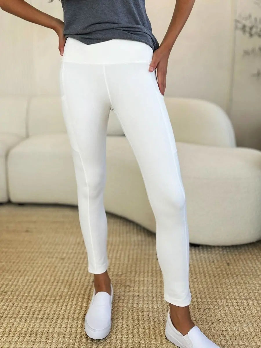 Wide Waistband Sports Leggings - Sleekdenim.com